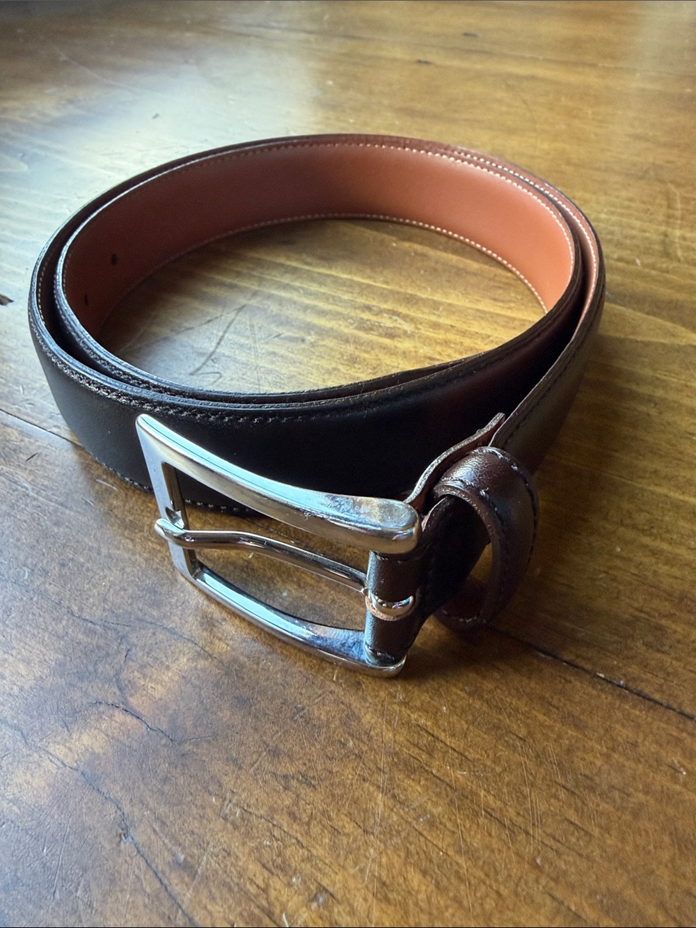 Brooks Brothers Men's Dark Brown Leather Belt Made in Italy Sz 34/85